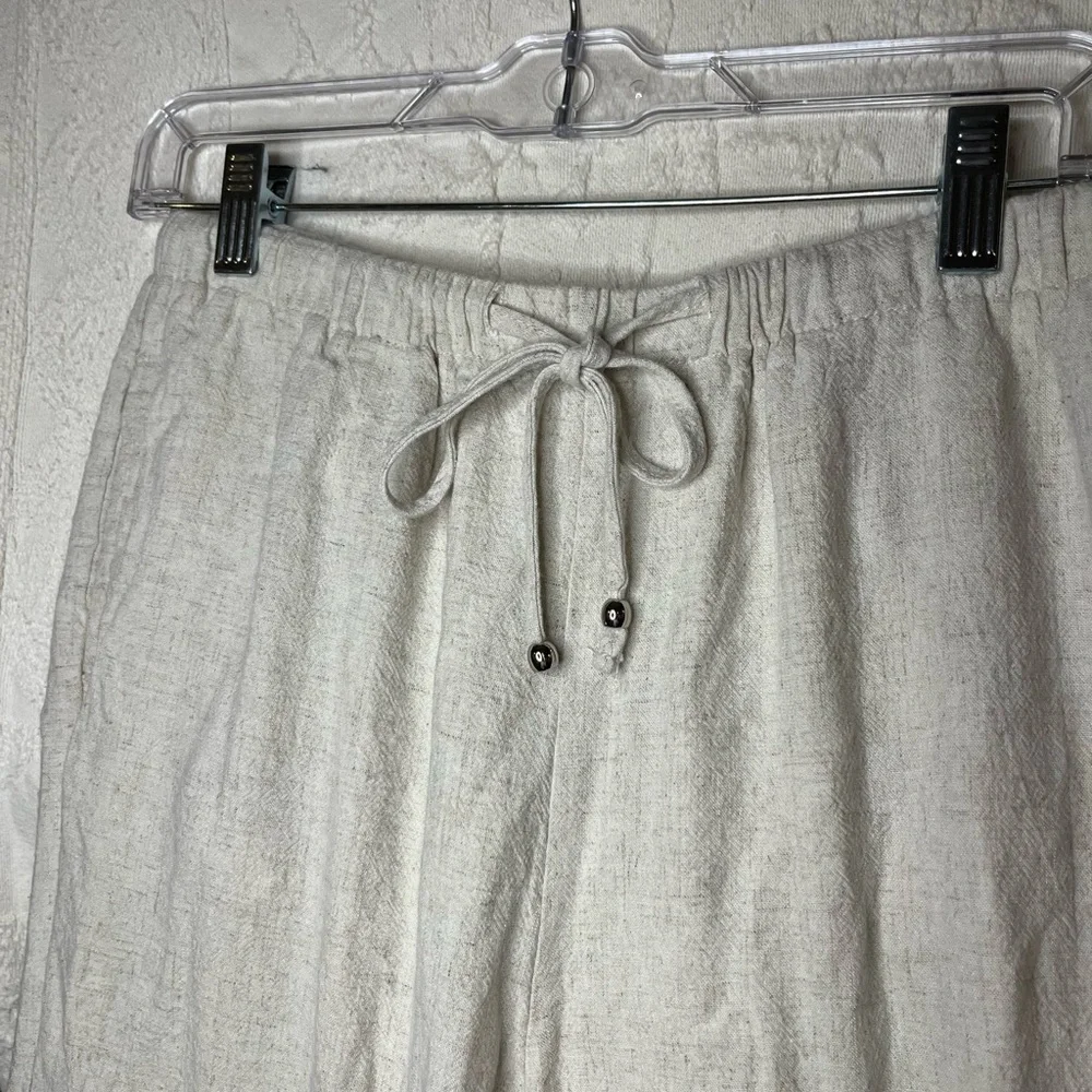 Linen Blend Cream Women’s Medium Lounge Pants - Picture 2 of 4